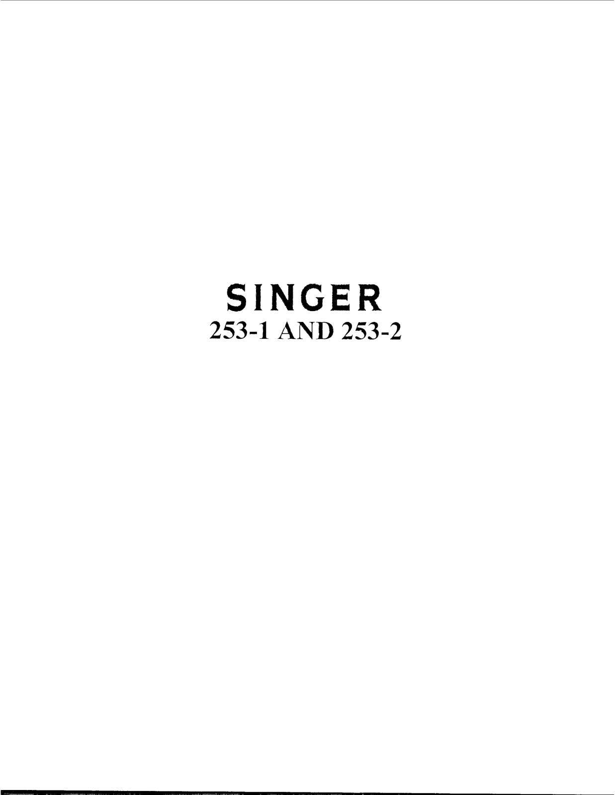 Singer 253-2, 253-1 Instruction Manual