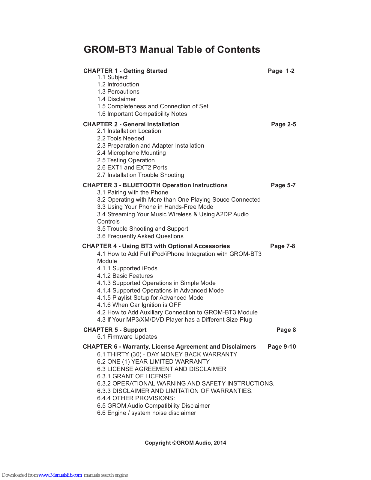 GROM Audio Grom-BT3 User Manual