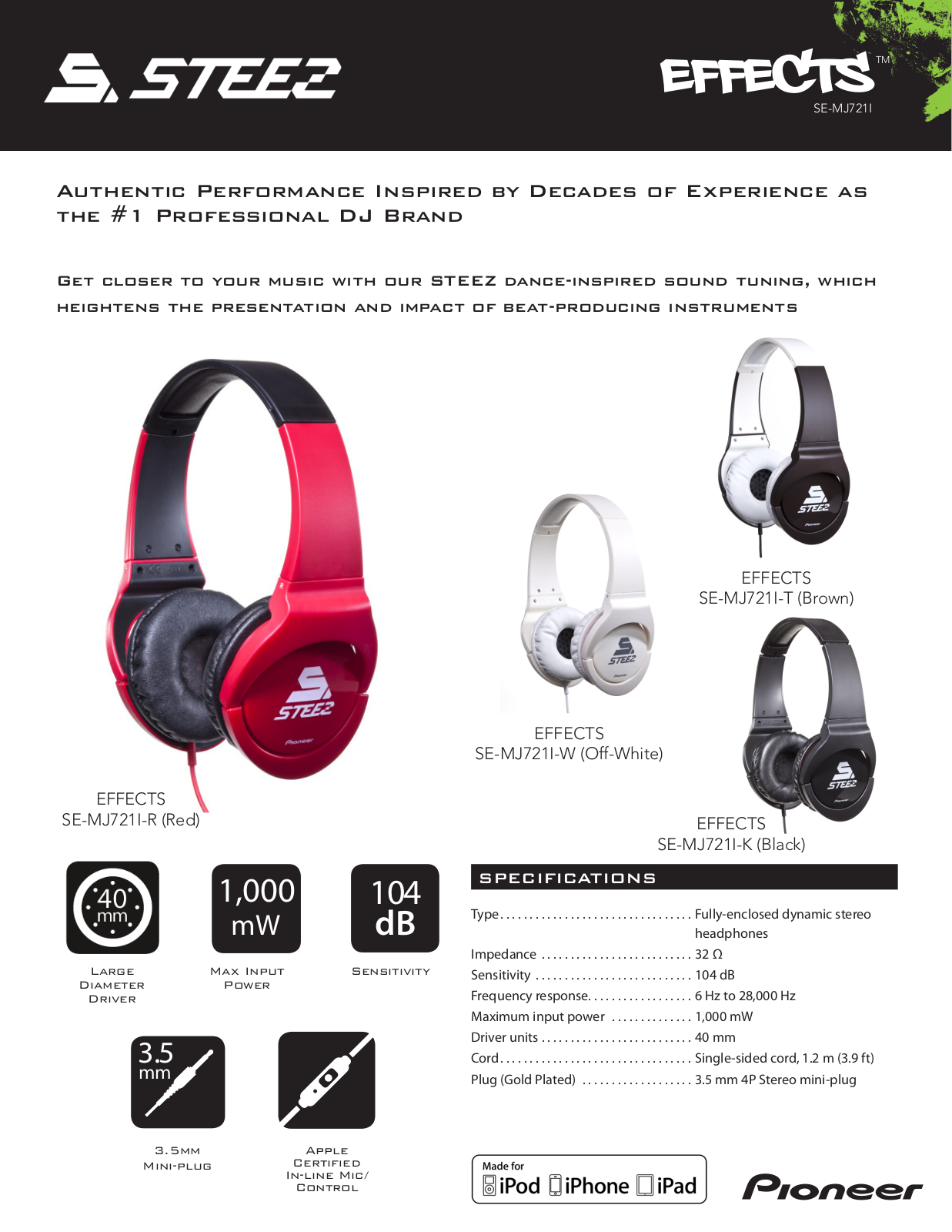 Pioneer SE-MJ721I User Manual