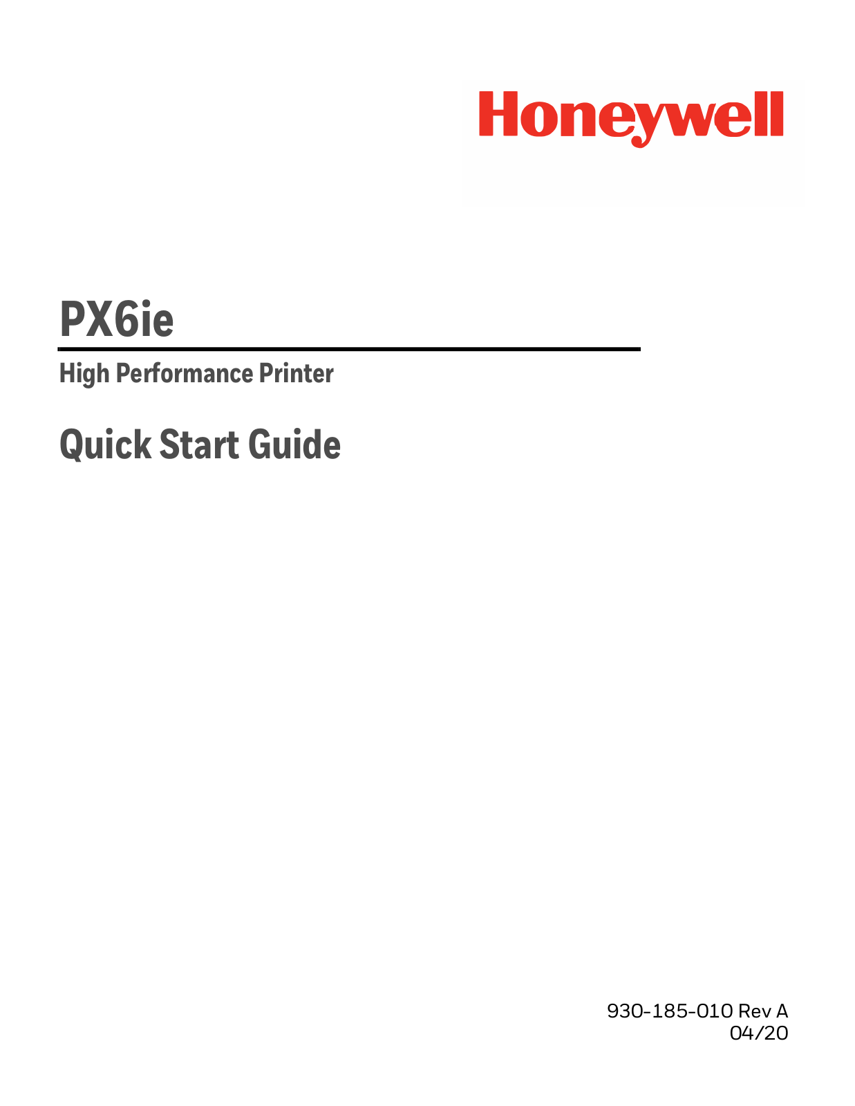 Honeywell PX6ie Quick Start Guide