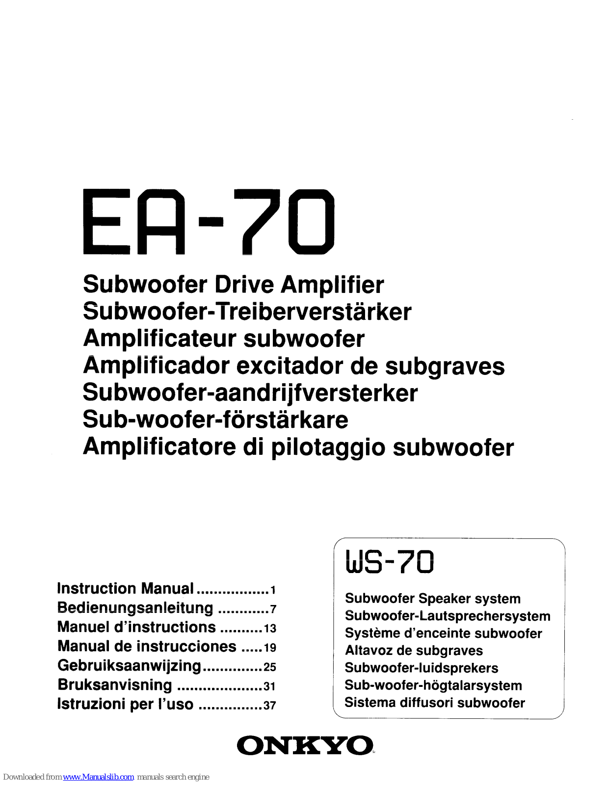 Onkyo EA-70, T-4210, WS-70 Instruction Manual