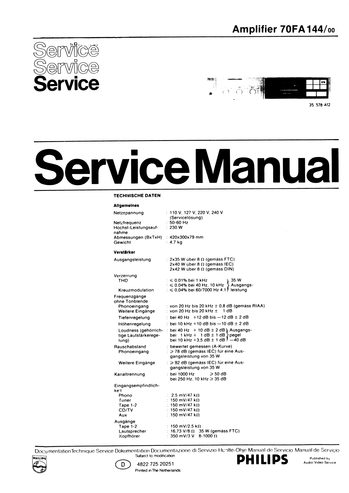 Philips FA-144 Service manual