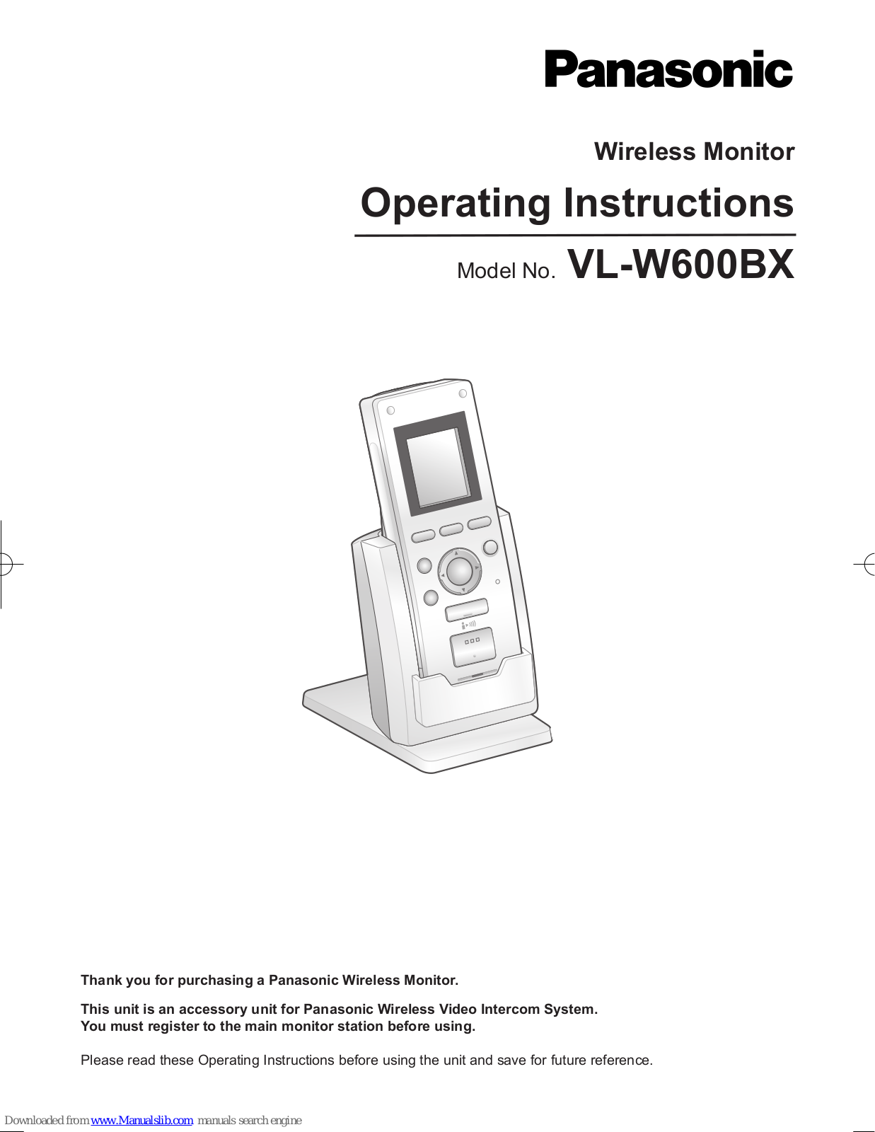 Panasonic VL-W600BX Operating Instructions Manual