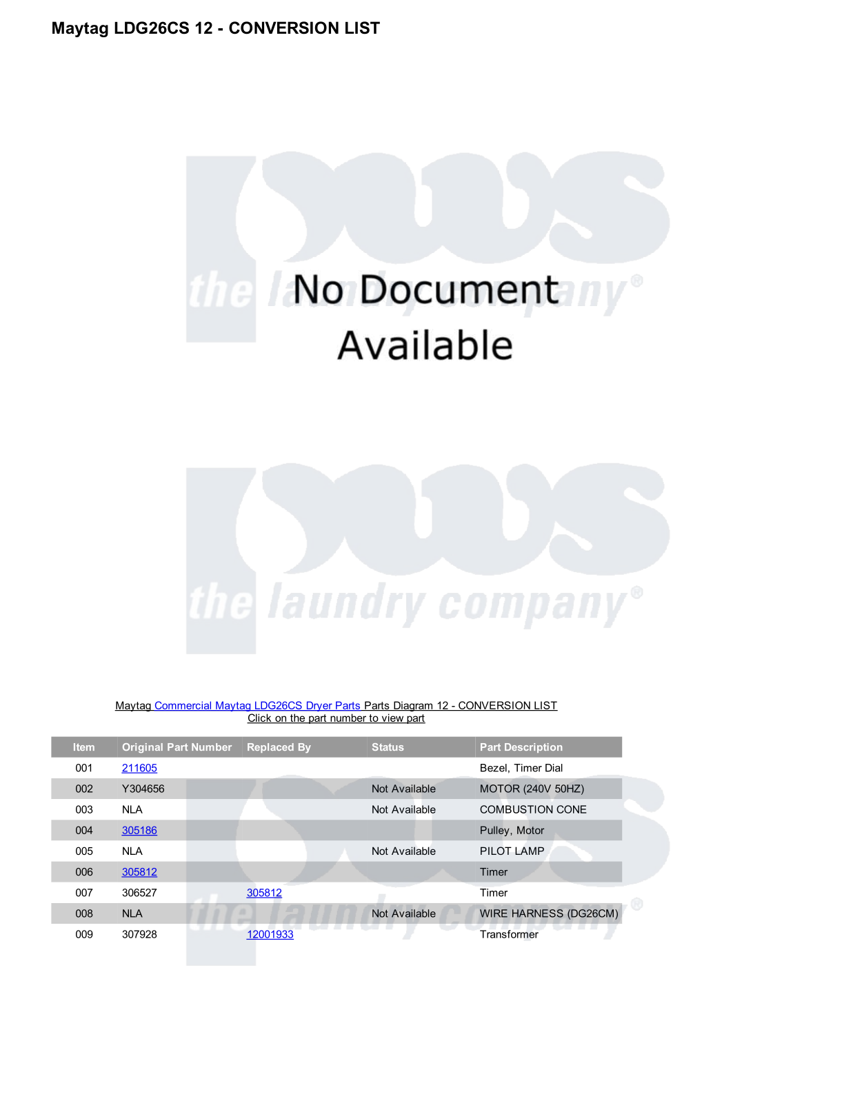 Maytag LDG26CS Parts Diagram