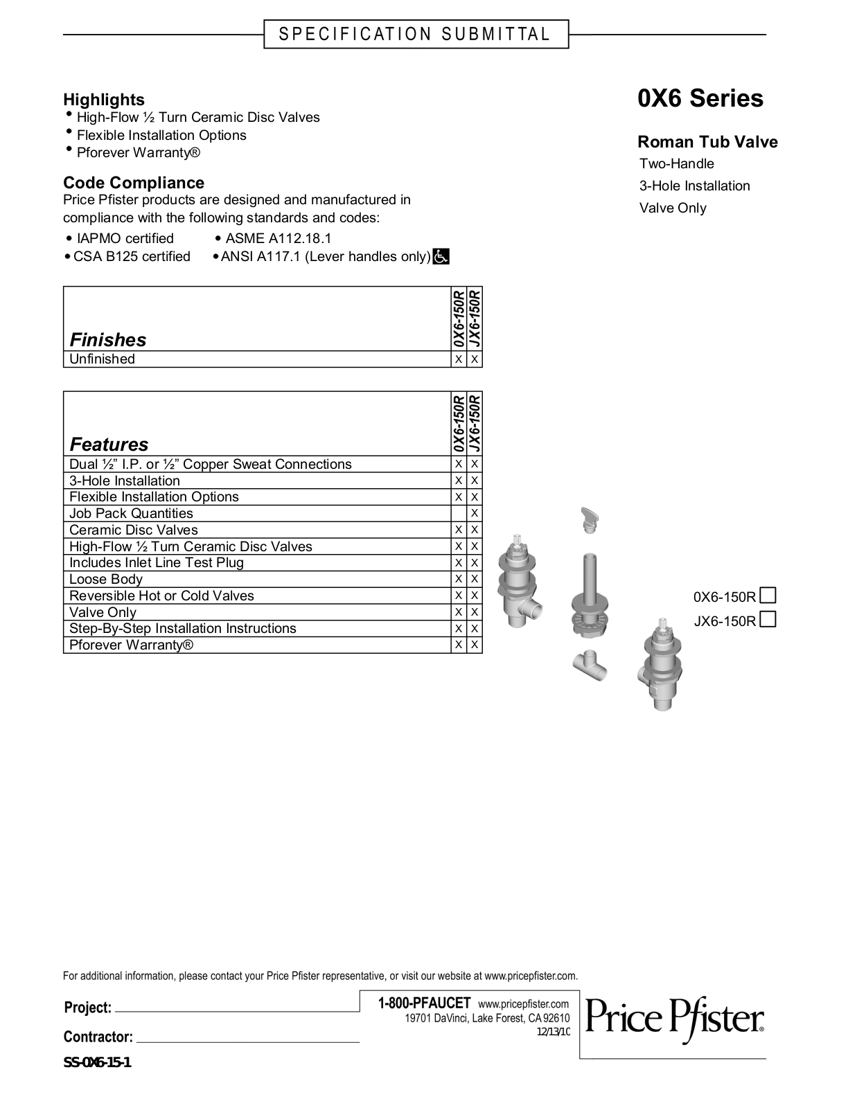 Pfister PPR1228 Specification - ManualMachine.com