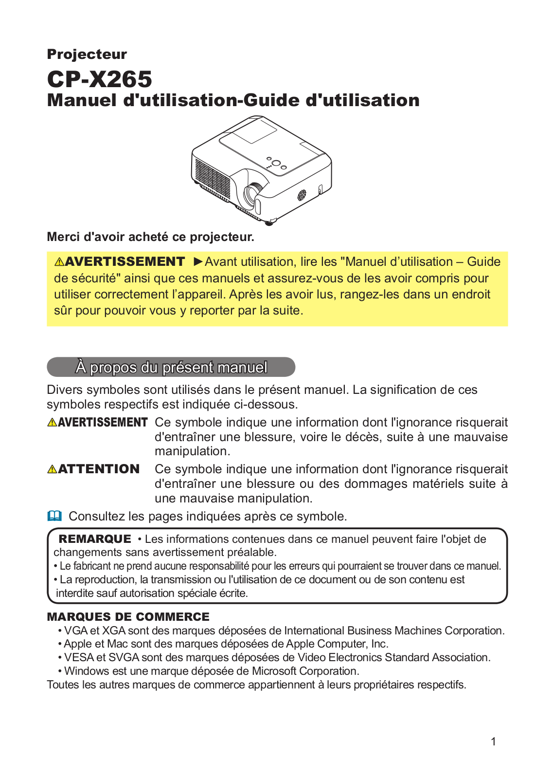 HITACHI CP-X265WF User Manual