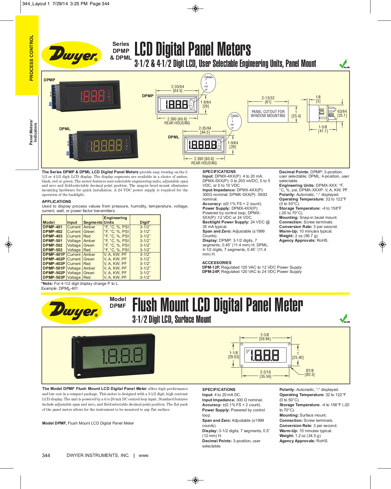 Dwyer Instruments DPMF Catalog Page