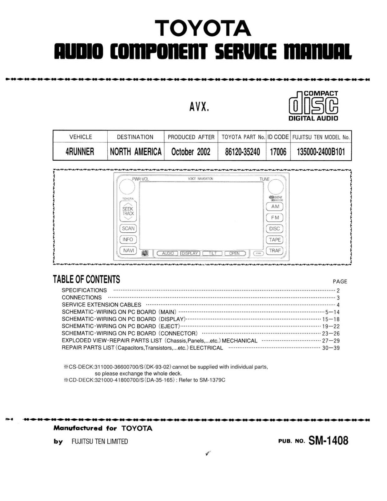 Toyota 4 Runner 2002 User Manual
