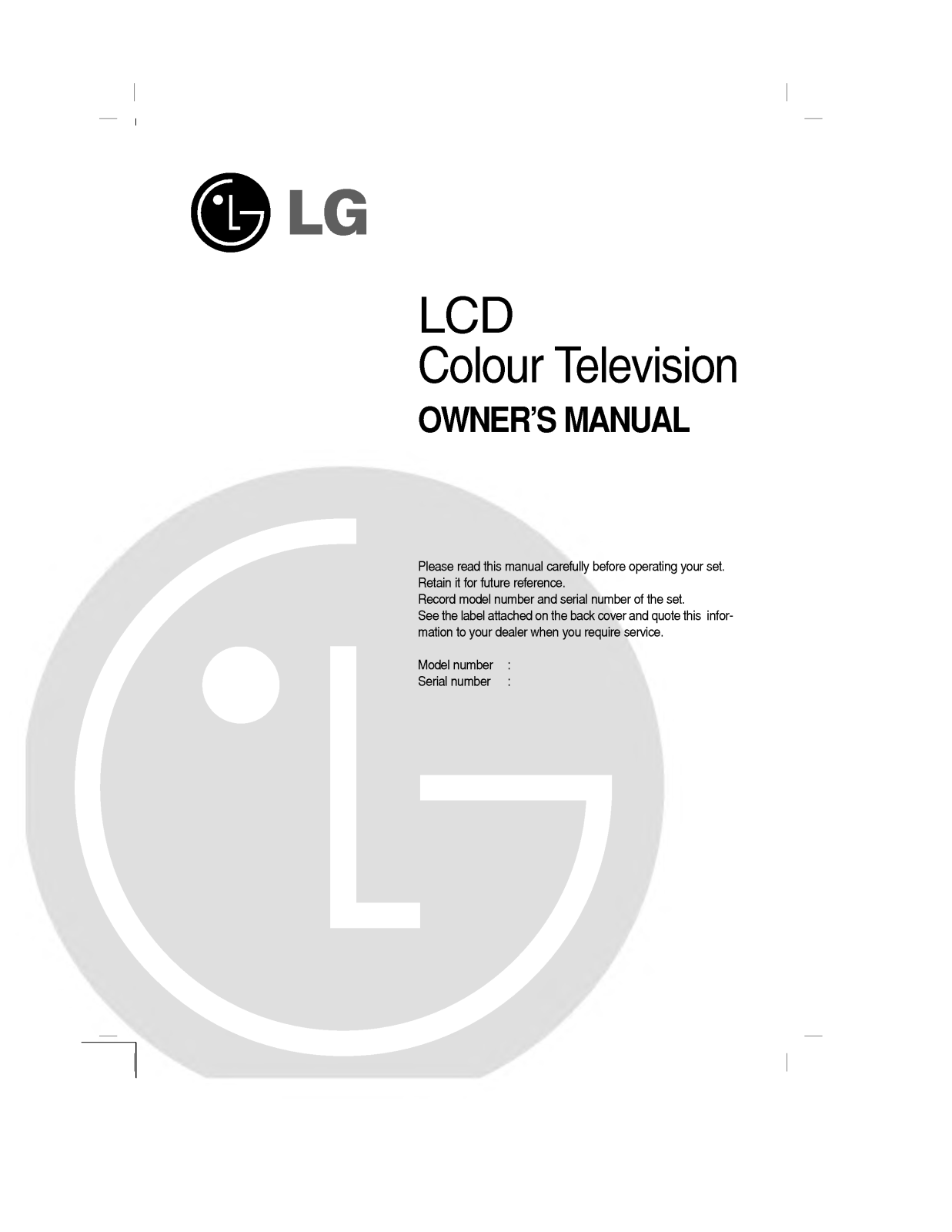 LG RT-20LA33 Manual