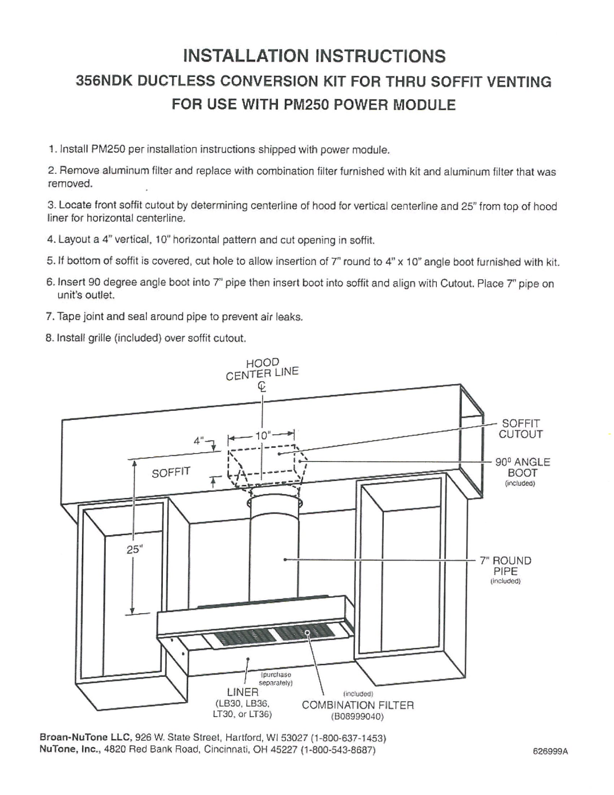 Broan 356NDK Installation Manual