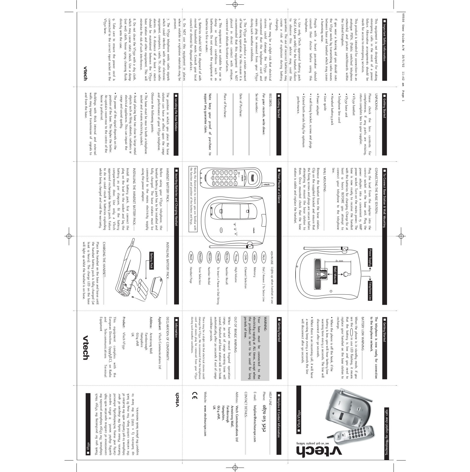 Vtech VT 550 User Manual