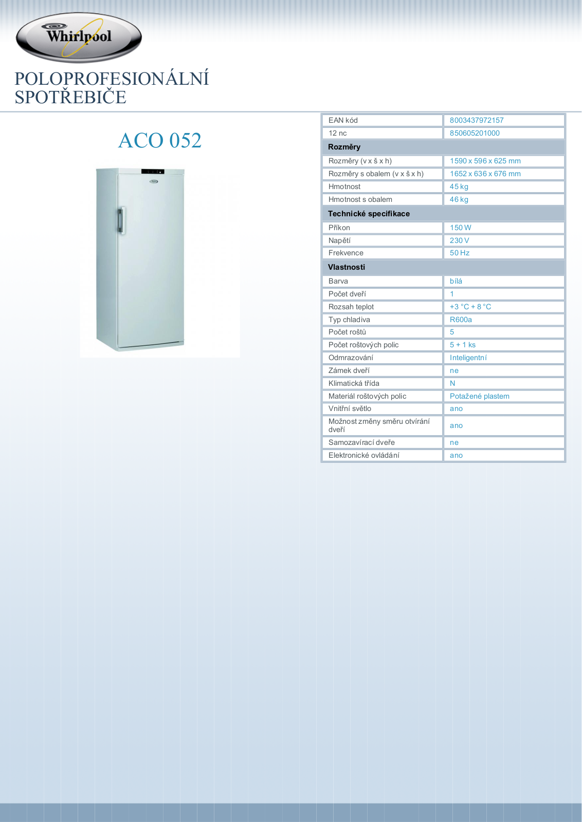 Whirlpool ACO 052 User Manual