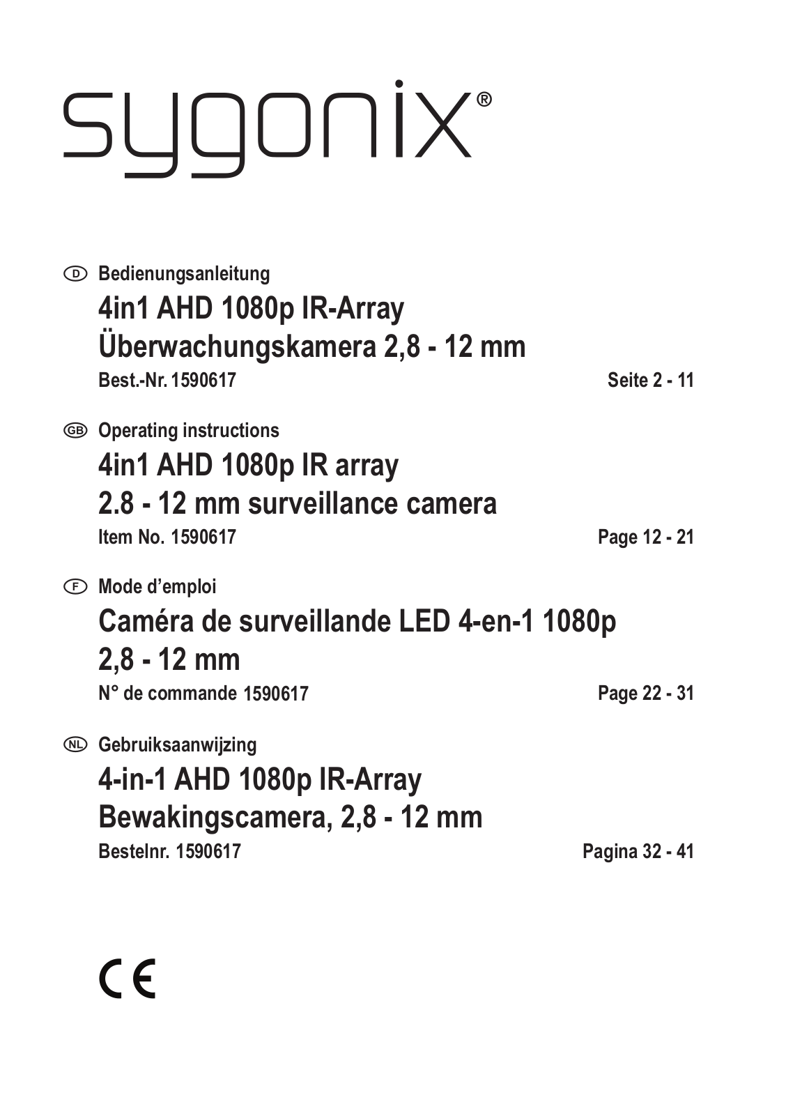 Sygonix 1590617 Operating instructions