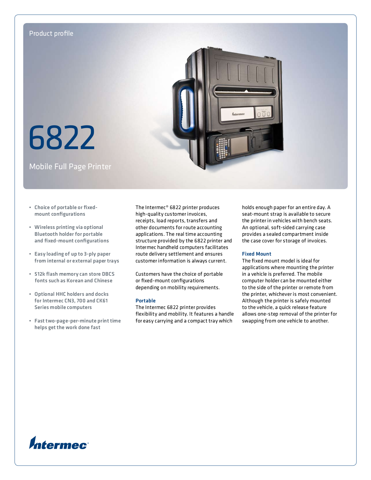 Intermec 6822P103C020100 Product Data Sheet