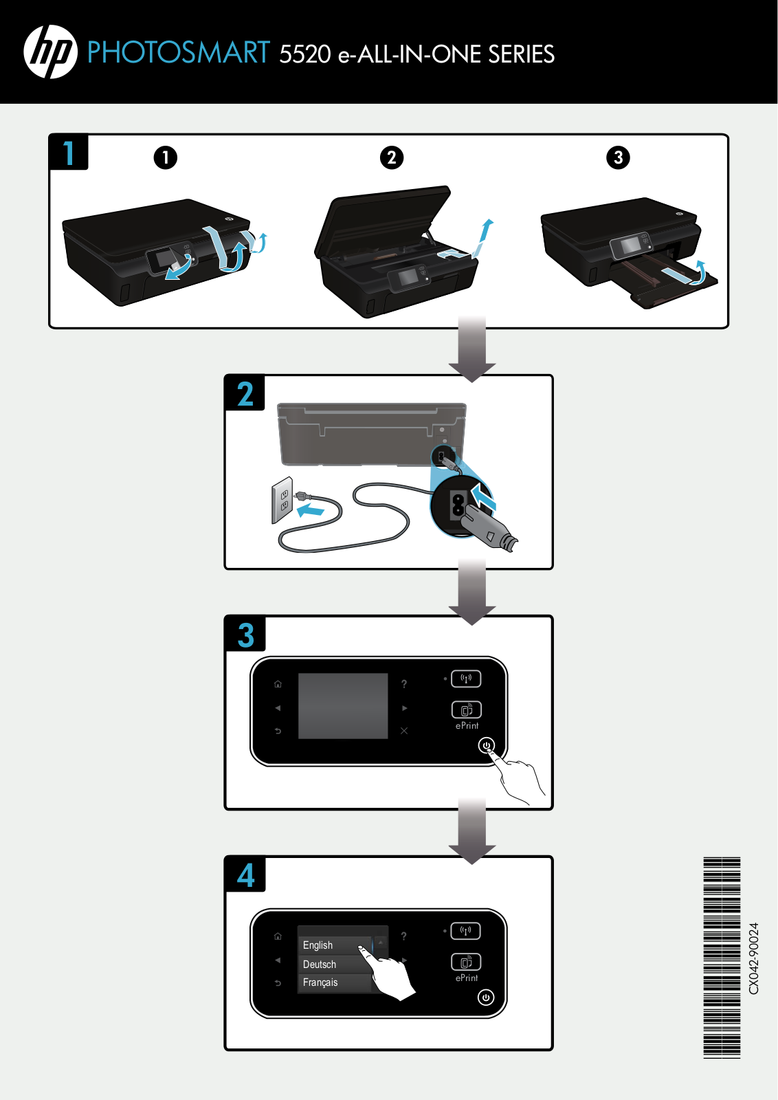 HP Photosmart 5520 e, Photosmart 5522 e, Photosmart 5525 e Setup Poster