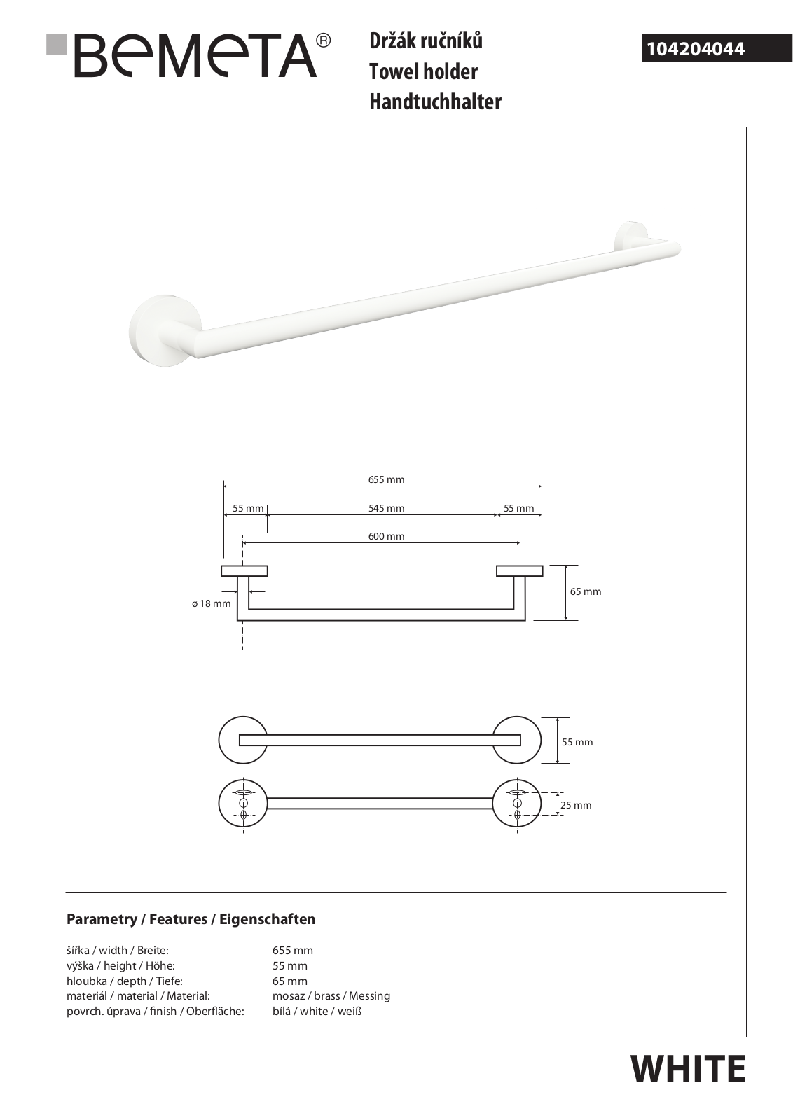 Bemeta White 104204044 User guide