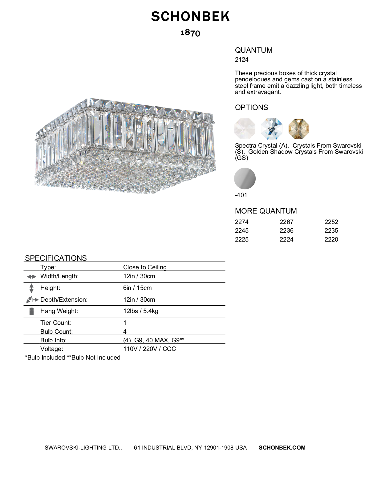 Schonbek SOC3105 Specifications - ManualMachine.com