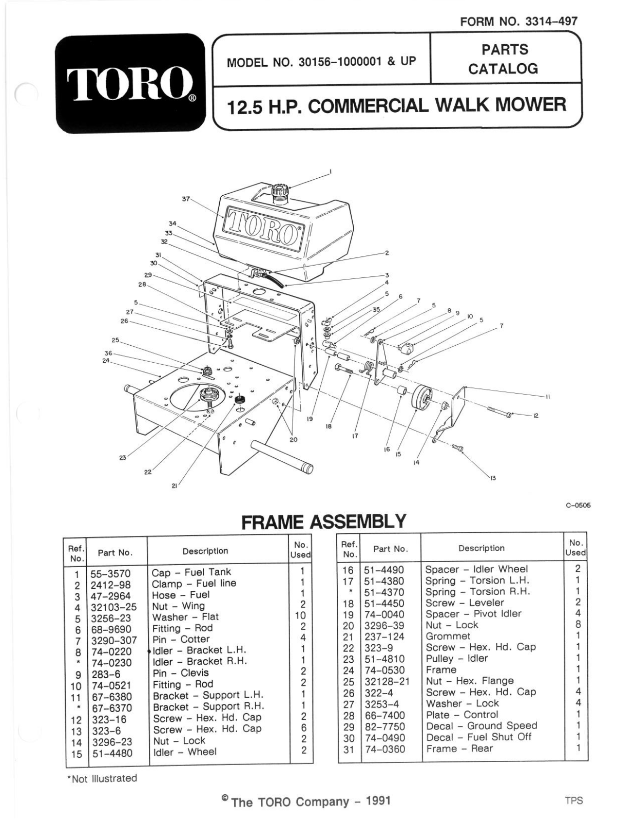 Toro 30156 Parts Catalogue