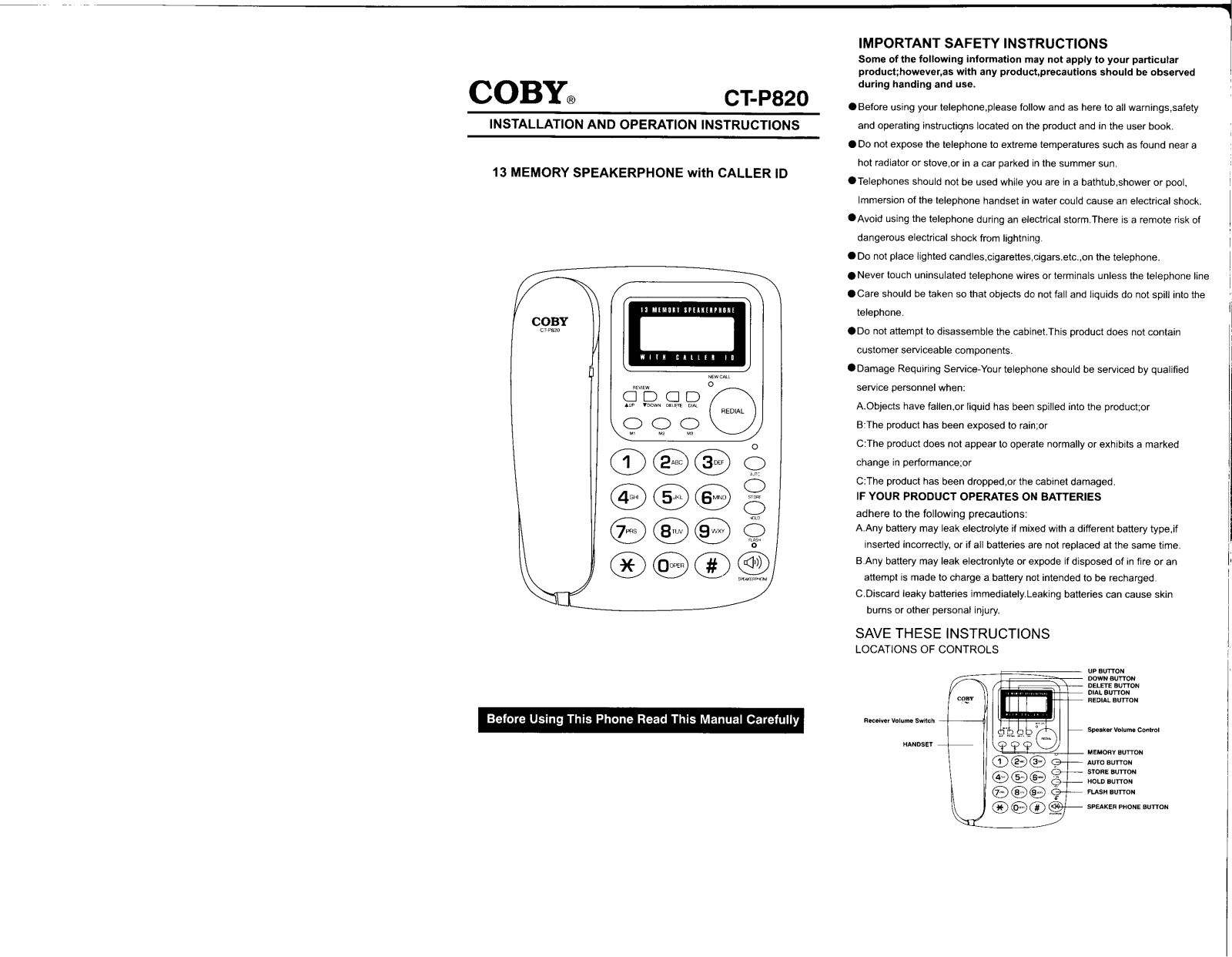 Coby CT-P820 User Manual