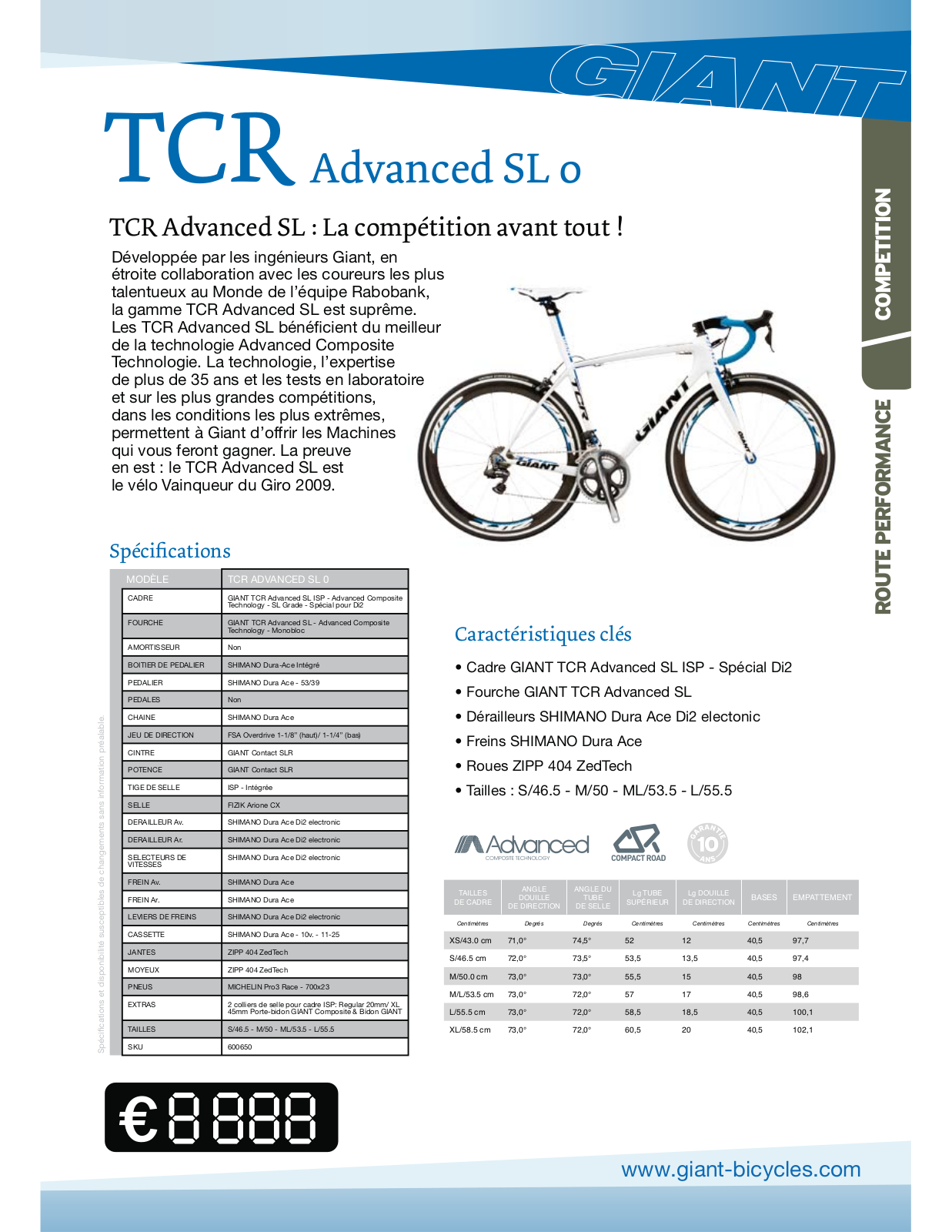 GIANT TCR ADVANCED SL0 User Manual