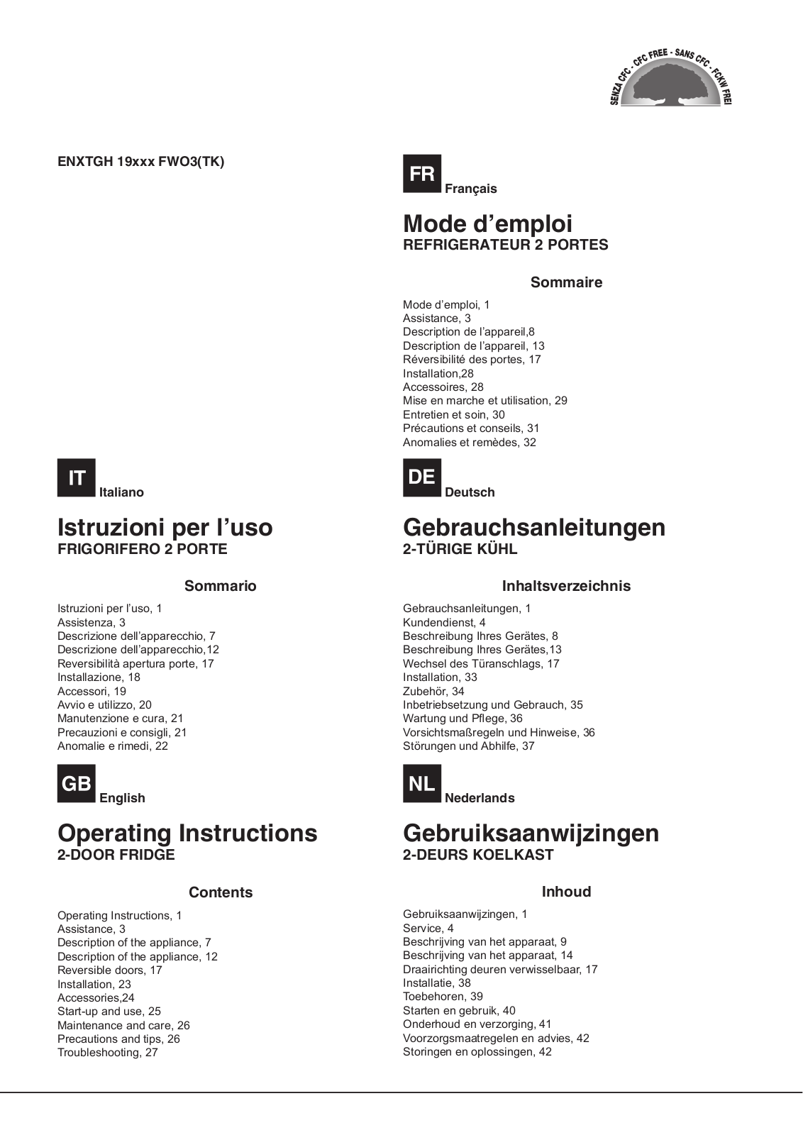 Hotpoint ENXTGH 19322FWO3 User Manual