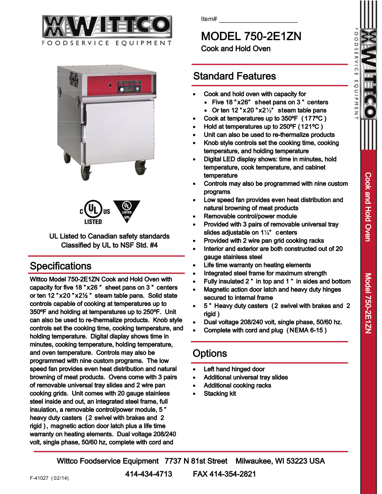 Wittco 750-2E1ZN User Manual