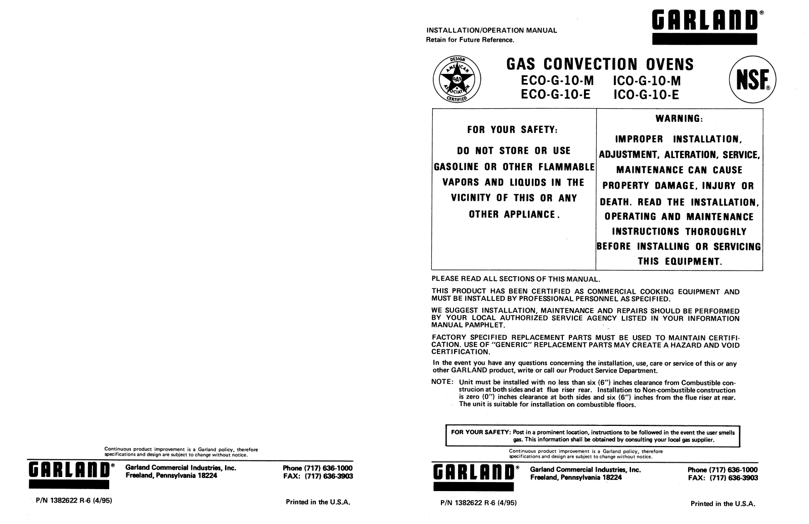 Garland ECO-G-10-M, ECO-G-10-E User Manual