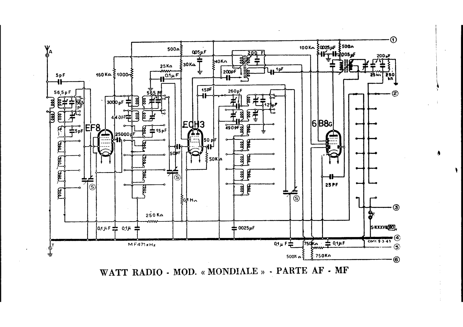 Watt Radio mondiale af schematic