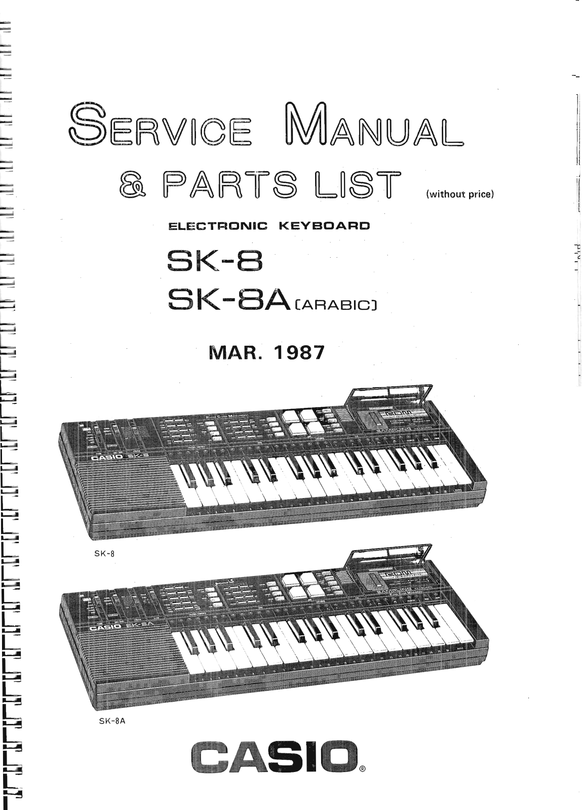 Casio SK-8A, SK-8 User Manual