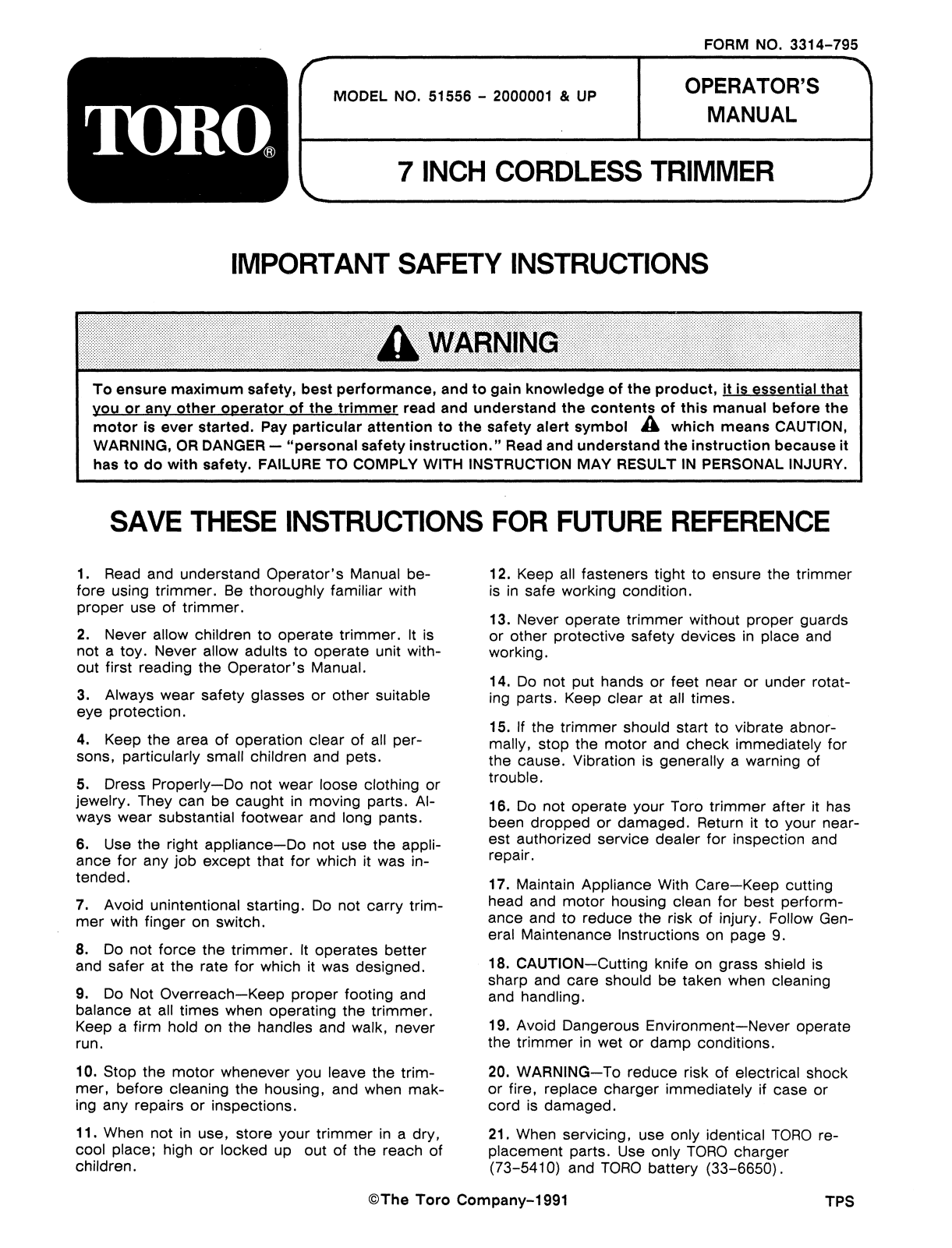 Toro 51555 Operator's Manual