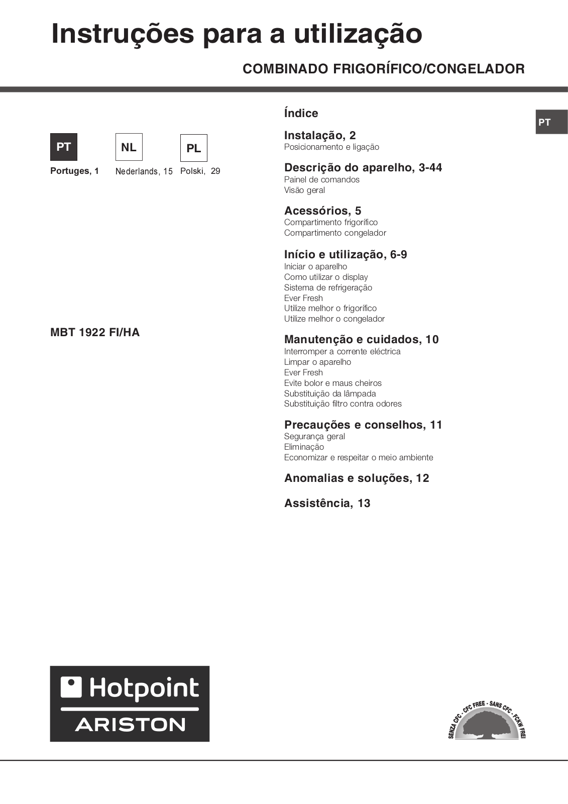 Hotpoint Ariston MBT 1922 FI/HA User Manual