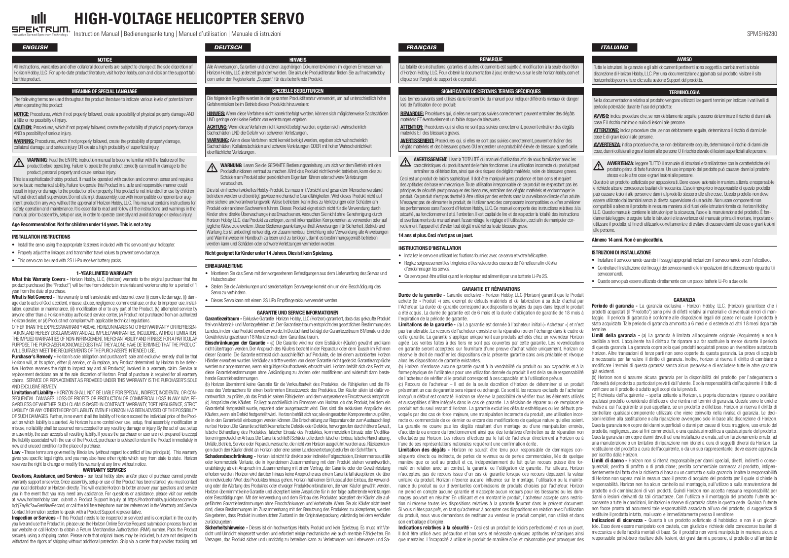 Spektrum SPMSH6280 User Manual