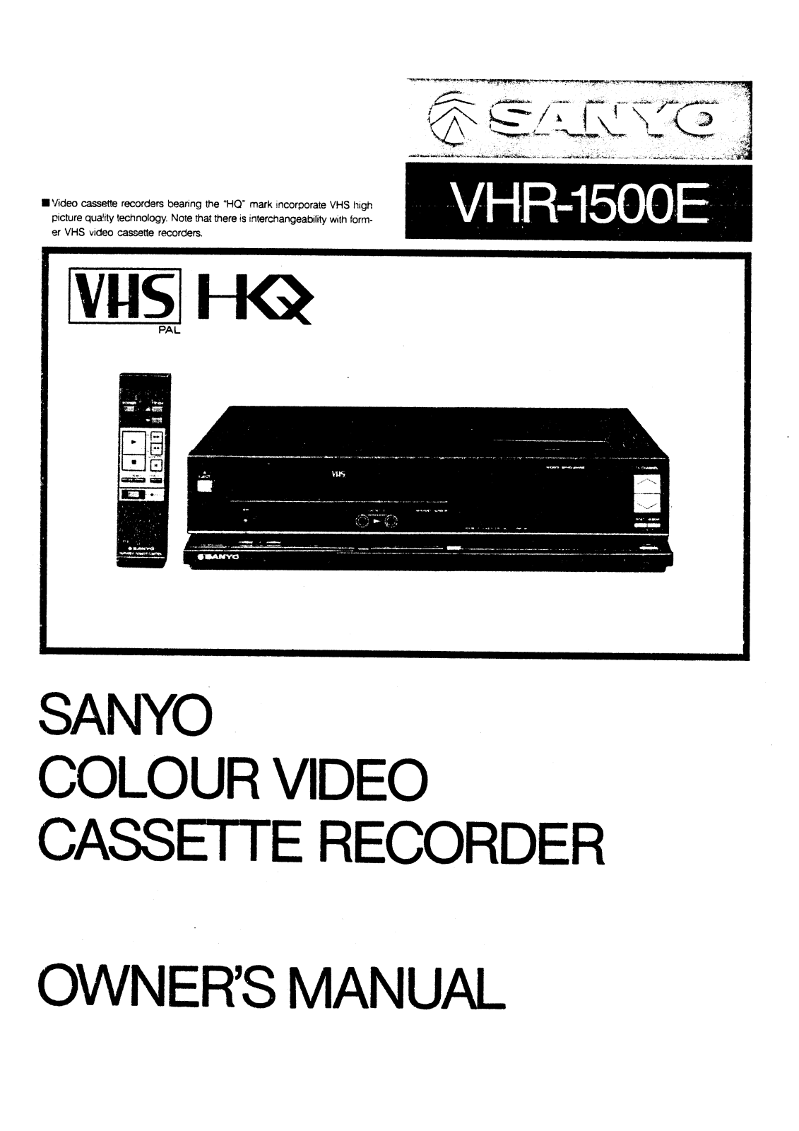 Sanyo VHR-1500E Instruction Manual