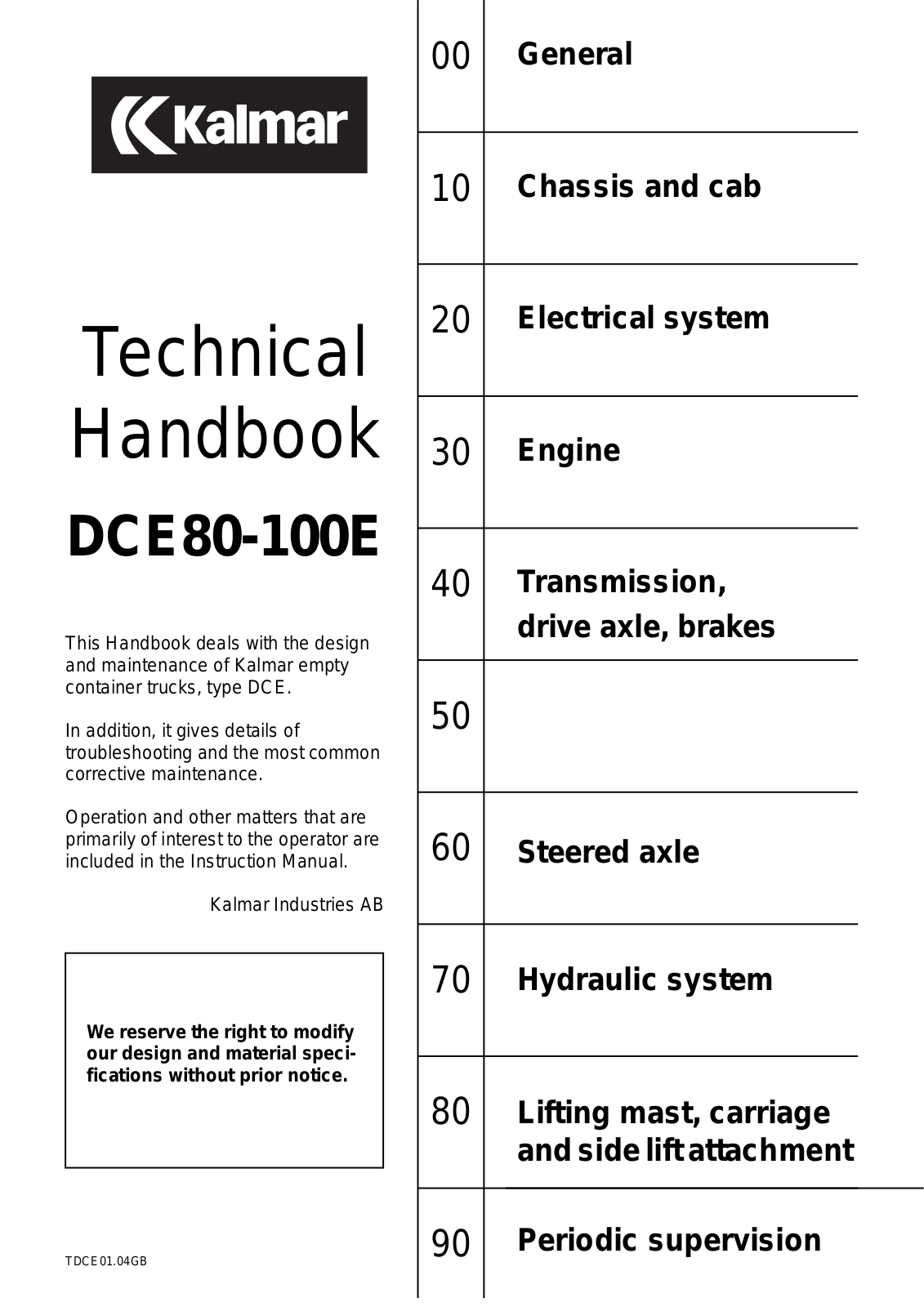 Kalmar DCE80-100E Technical Handbook