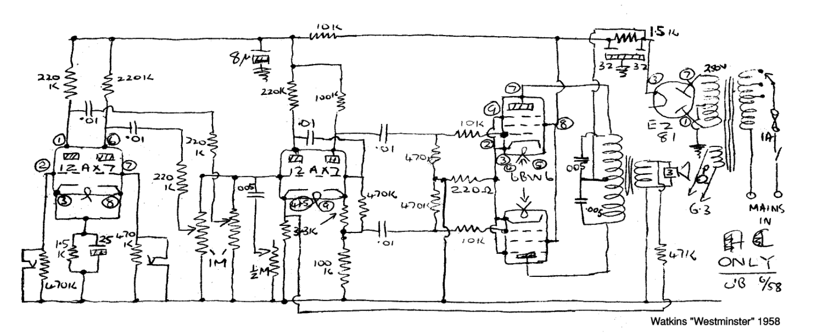 Watkins westminster 1958 schematic