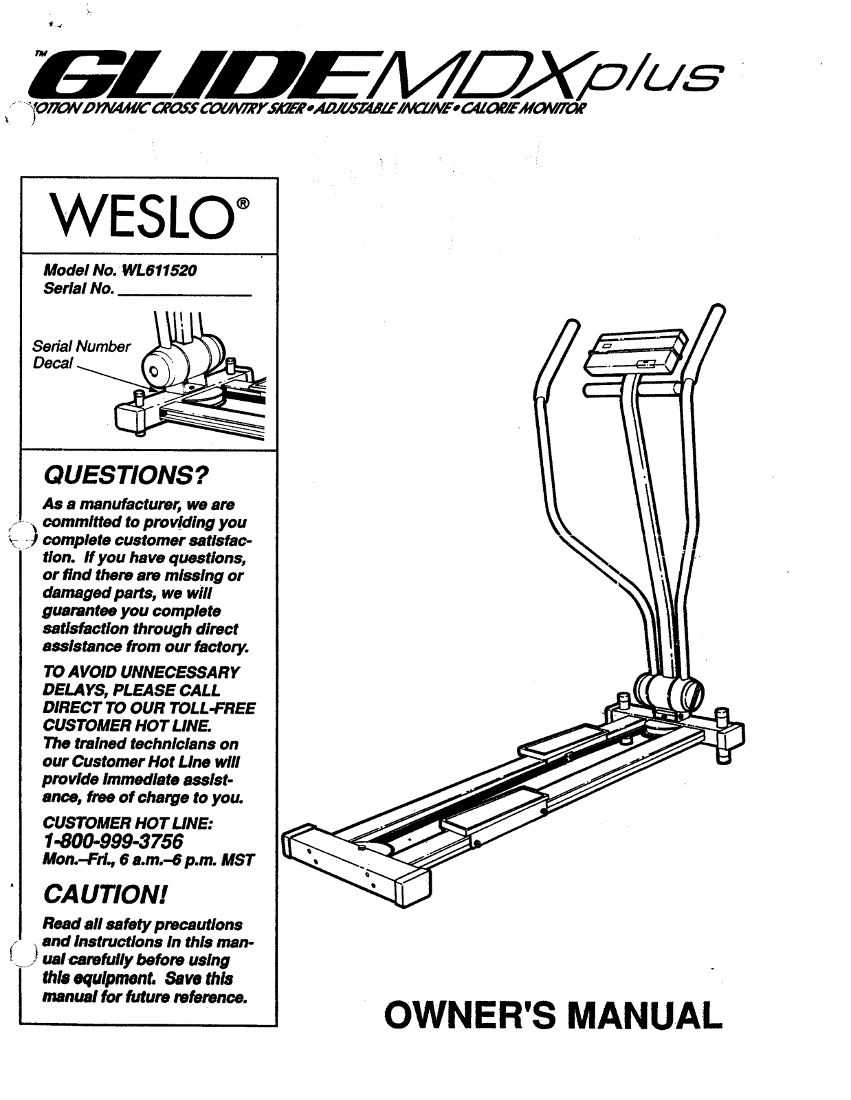 Weslo WL611520 Owner's Manual