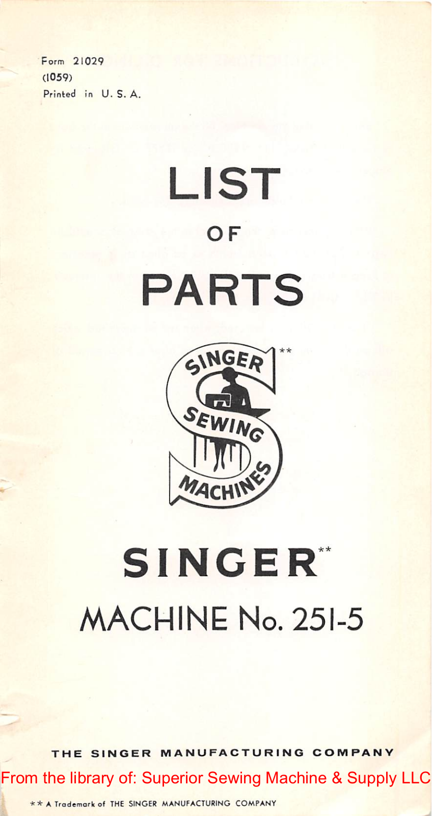 Singer 251-5 Manual