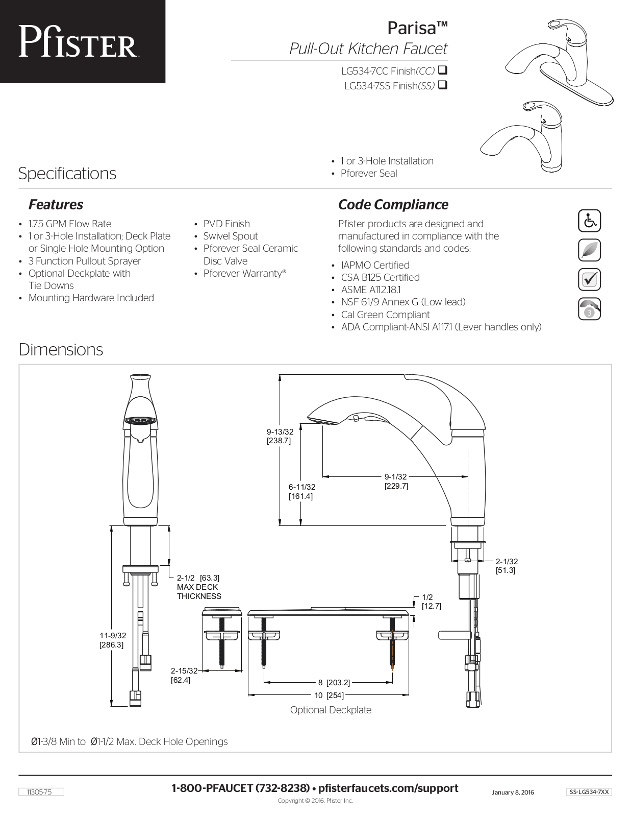 Pfister PPR10266 Specification - ManualMachine.com