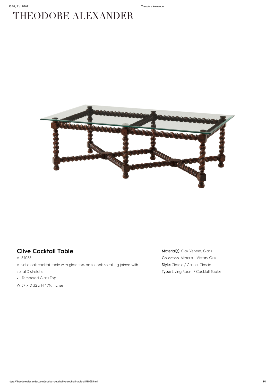 Theodore Alexander FPLJ3901 Specifications - ManualMachine.com