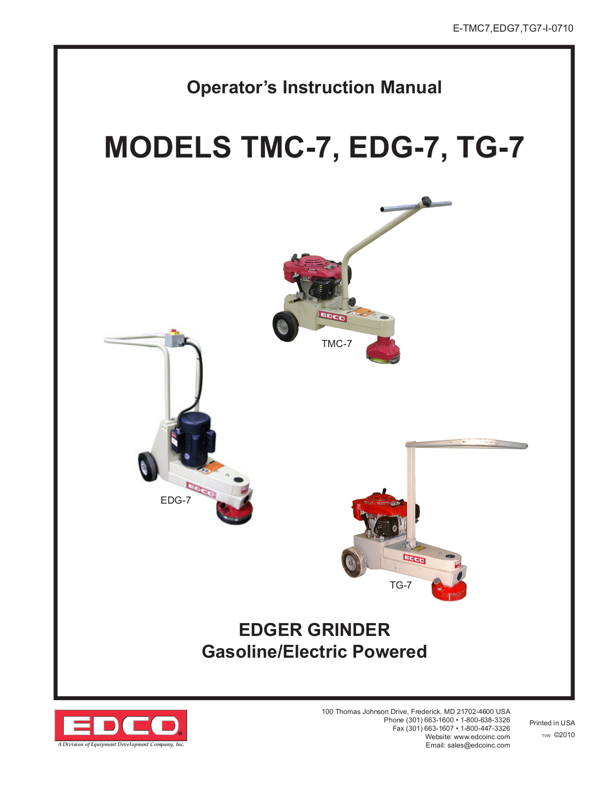 EDCO TG-7 User Manual