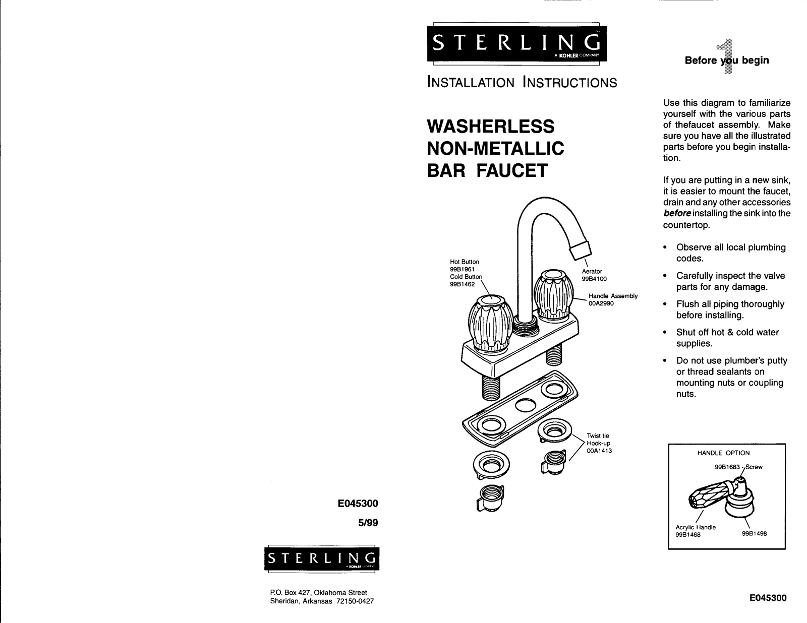 Sterling E045300 User Manual