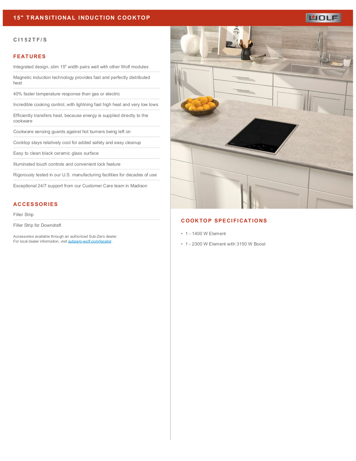 Wolf CI152TF/S Specification Sheet