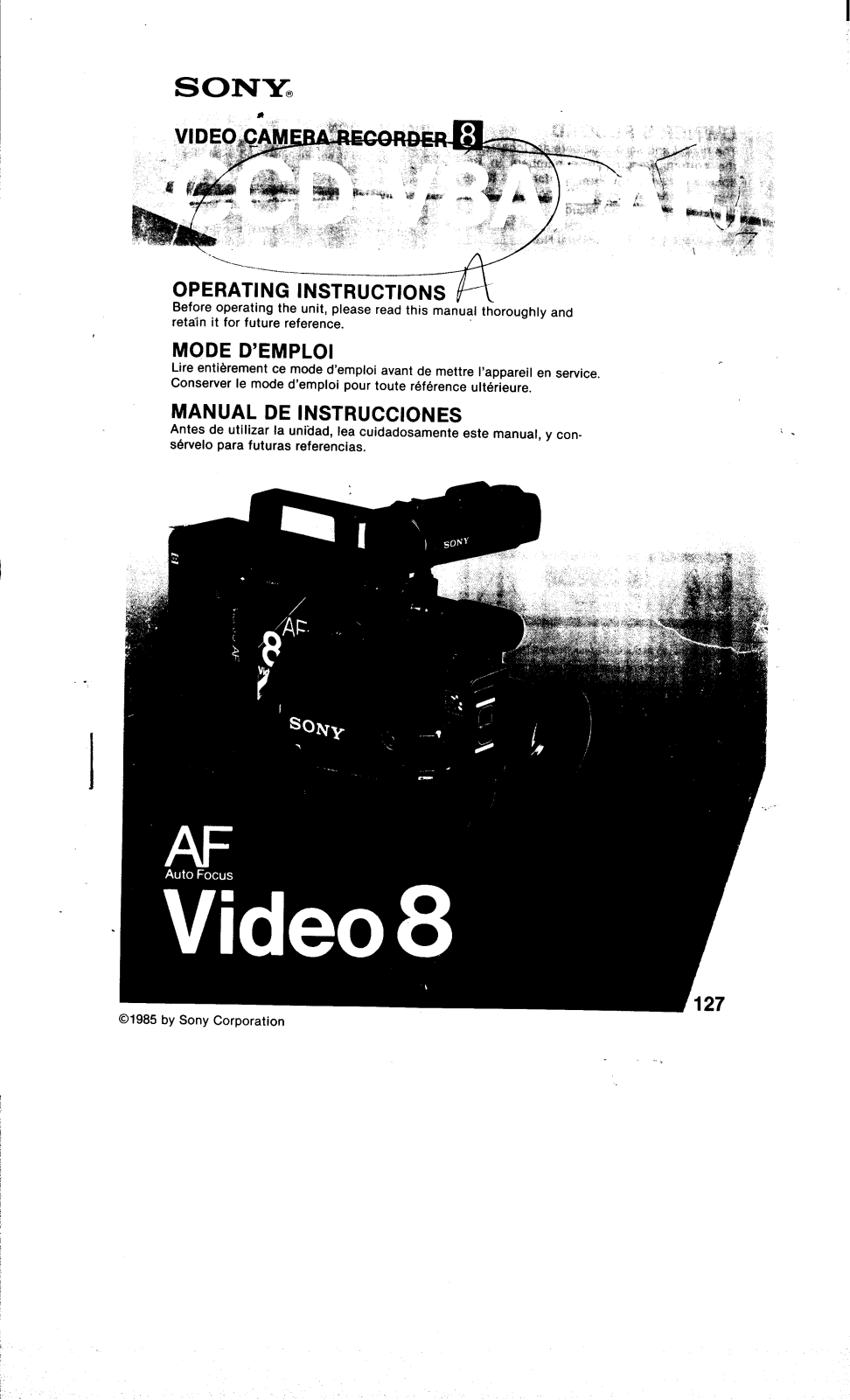 Sony CCD-V8AF User Manual