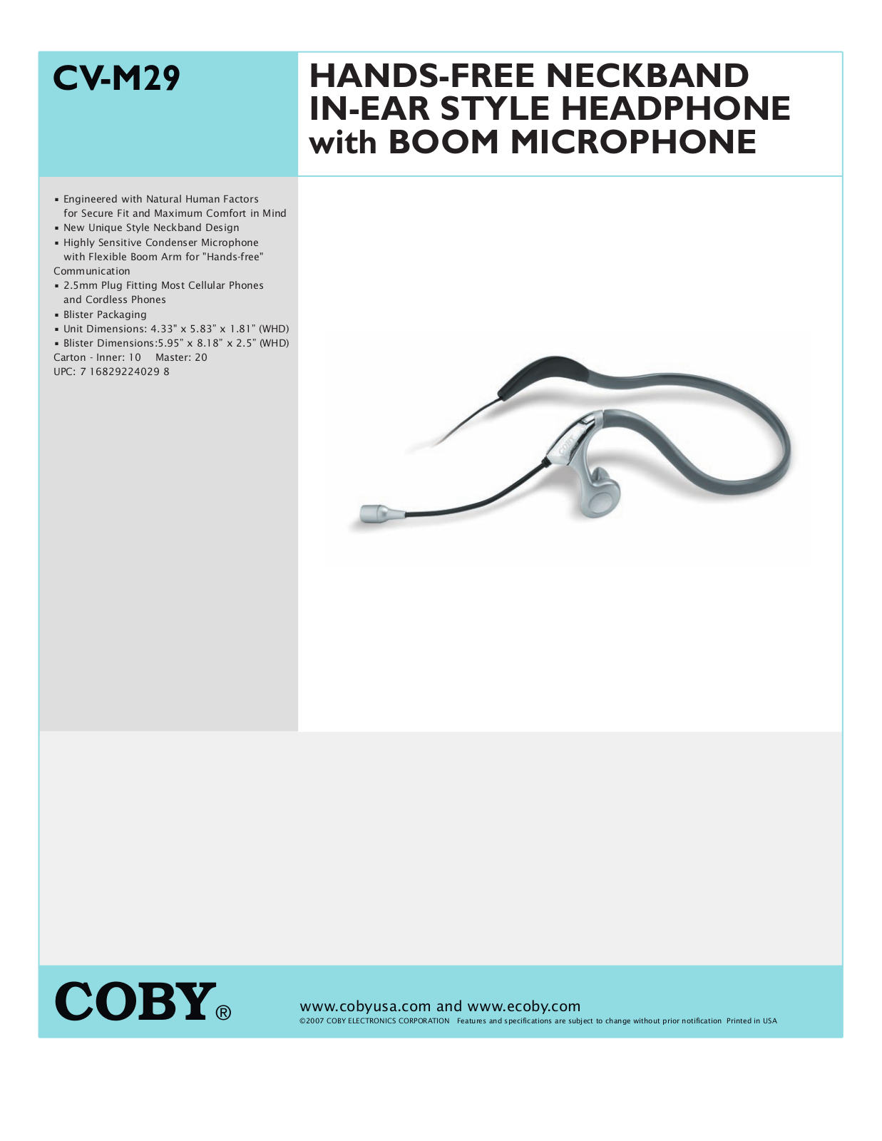 COBY electronic CV M29 User Manual