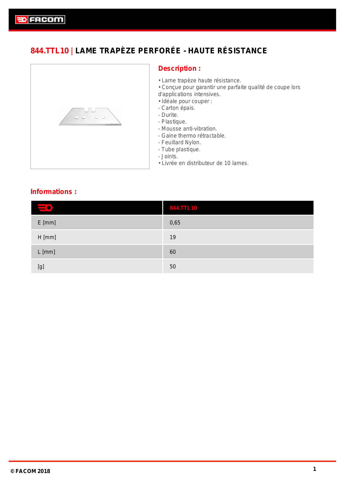 Facom 844.TTL10 Specification - ManualMachine.com