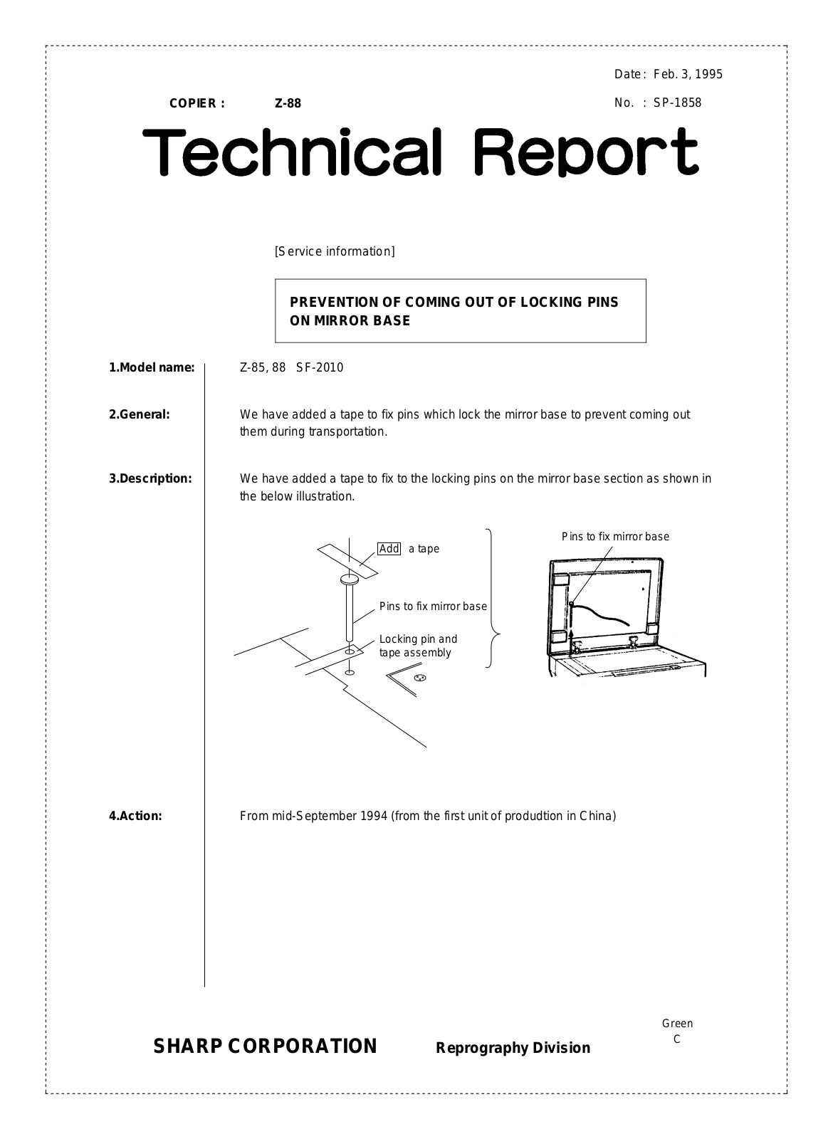 SHARP SP1858 Technical Report