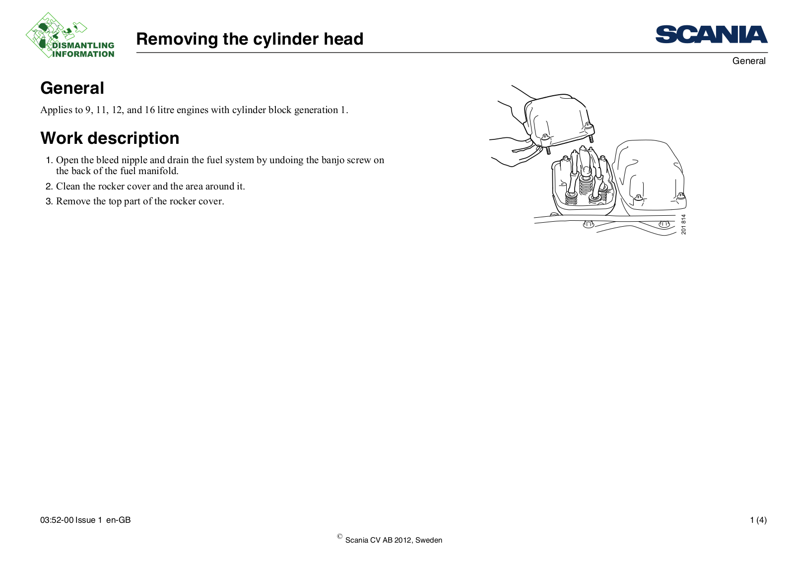 Scania Removing the cylinder head Service Manual