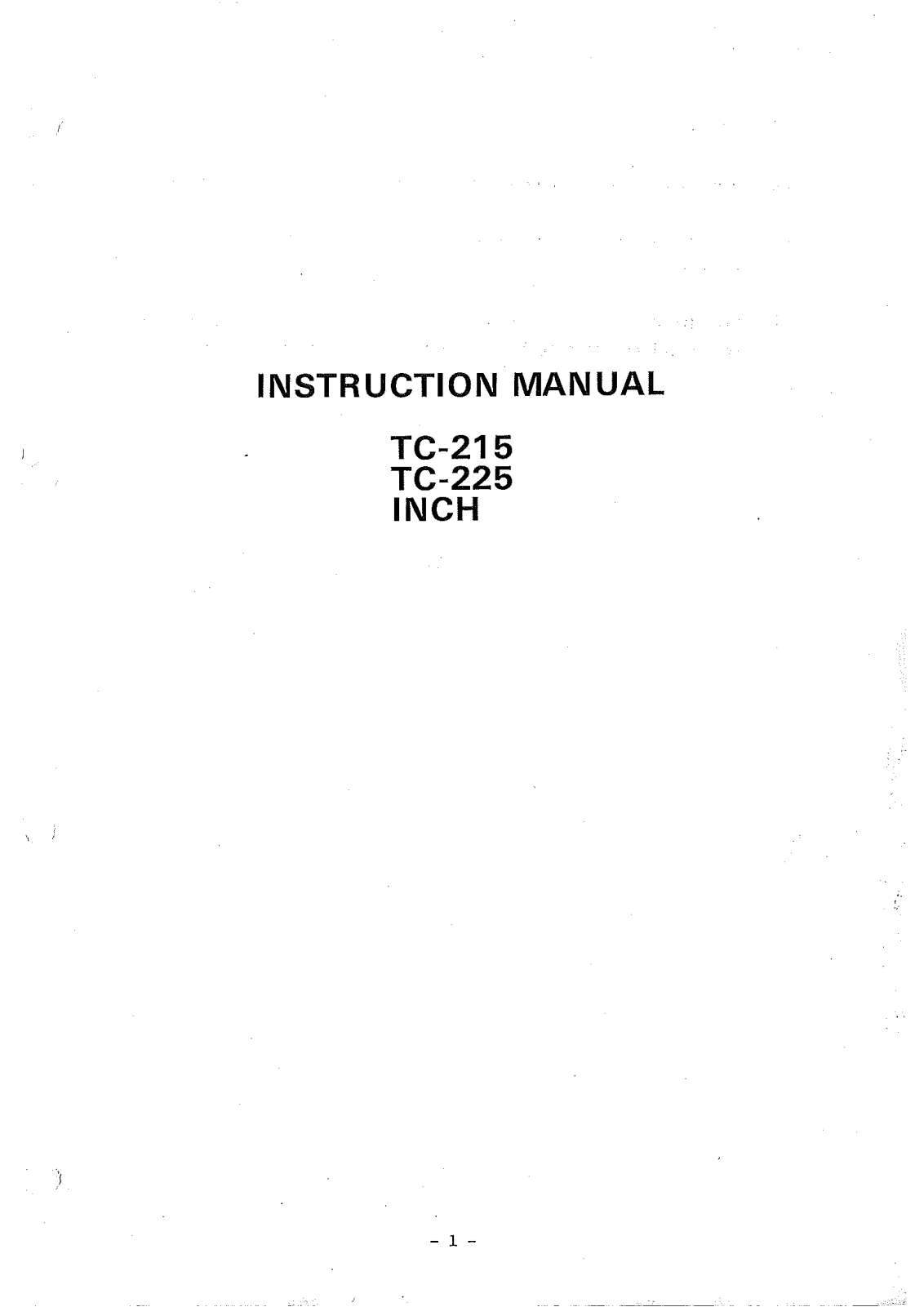 brother TC-215, TC-225 Instruction Manual