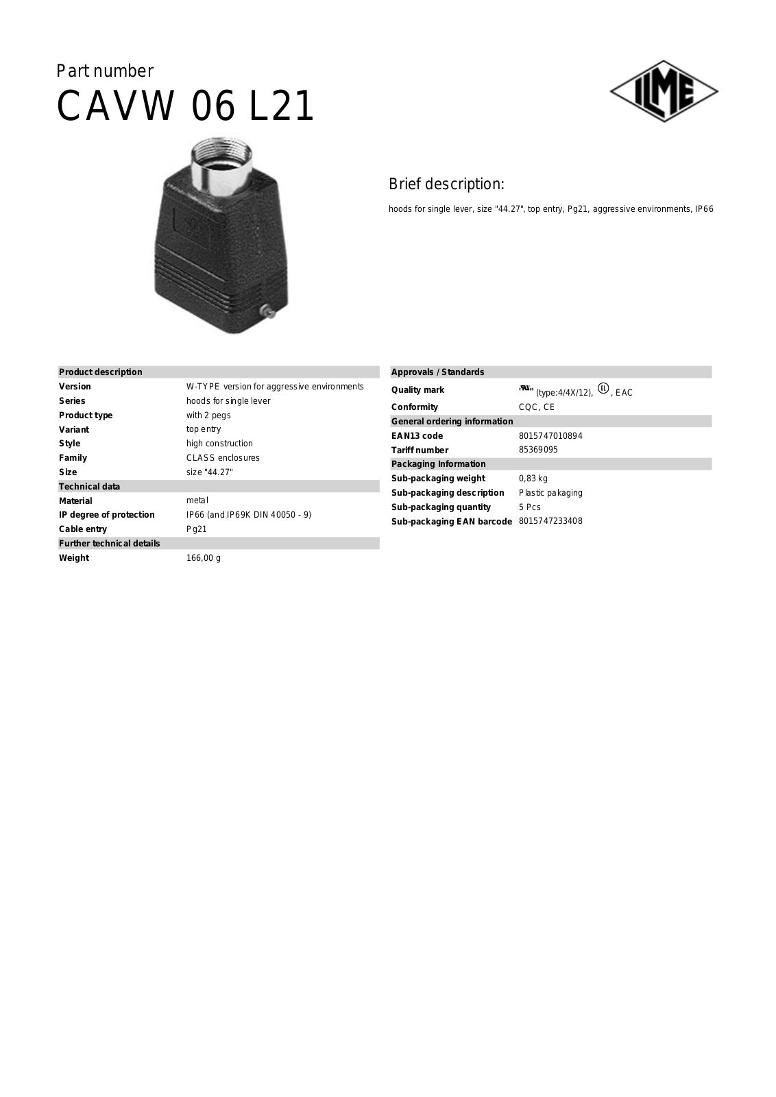 ILME CAVS-06L21 Data Sheet