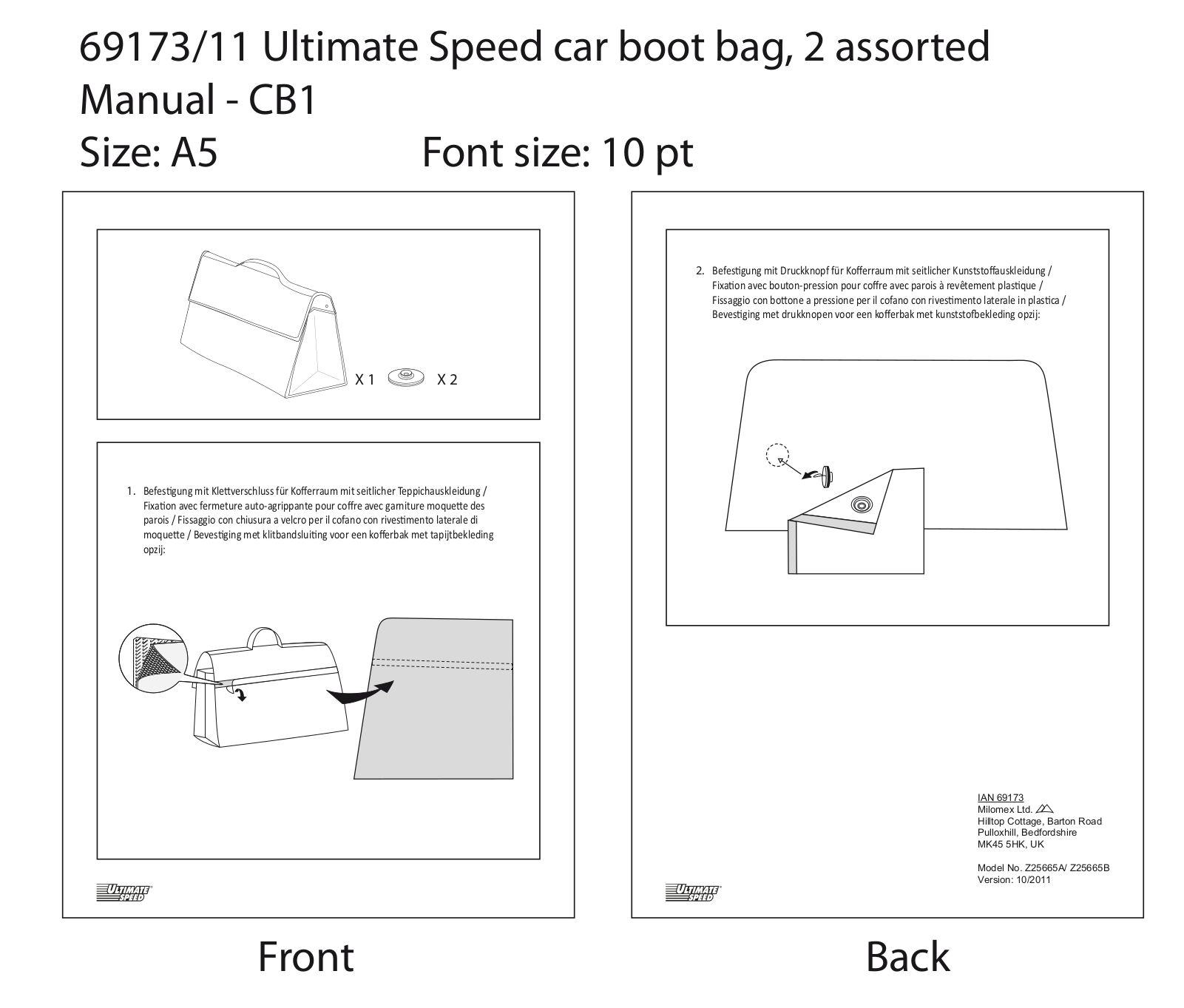 Ultimate Speed Z25665A, Z25665B User Manual